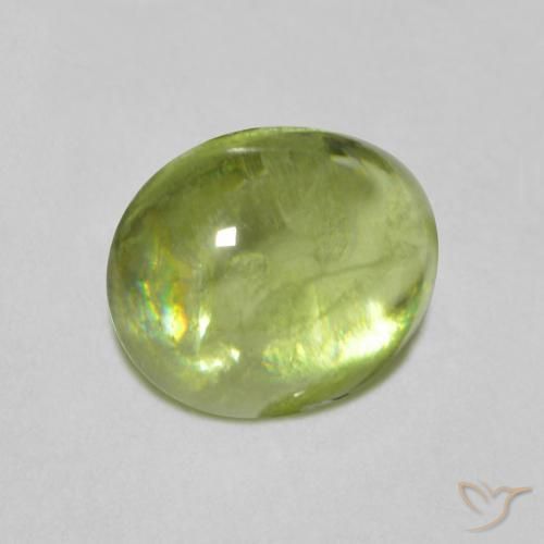 1.30 ct Green Sphene Stone, Natural Sphene in Oval Cabochon Shape for Sale