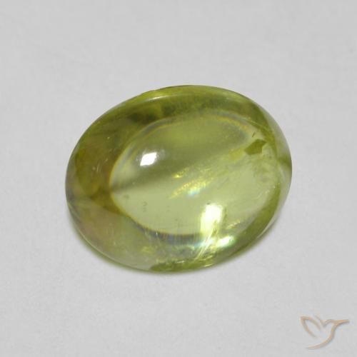 1.25 ct Green Sphene Stone, Natural Sphene in Oval Cabochon Shape for Sale