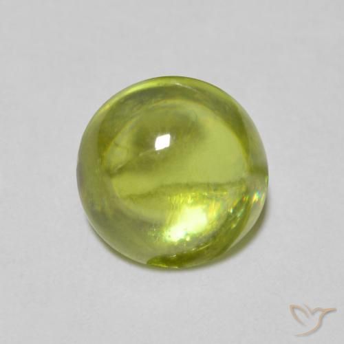 1.22 ct Green Sphene Gemstone, Sphene Gem in Round Cabochon Shape for Sale.