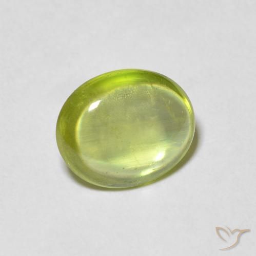 1.25 ct Green Sphene Stone, Natural Sphene in Oval Cabochon Shape for Sale
