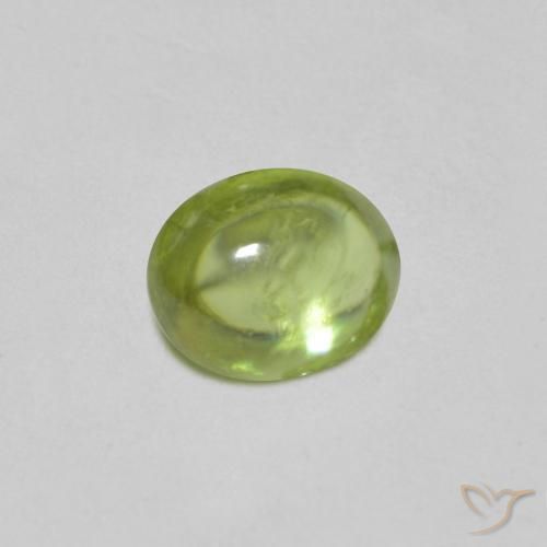 0.87 ct Green Sphene Stone, Natural Sphene in Oval Cabochon Shape for Sale