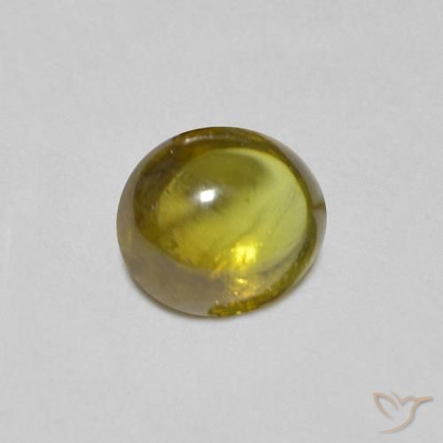 1.13 ct Green Sphene Stone, Natural Sphene in Oval Cabochon Shape for Sale