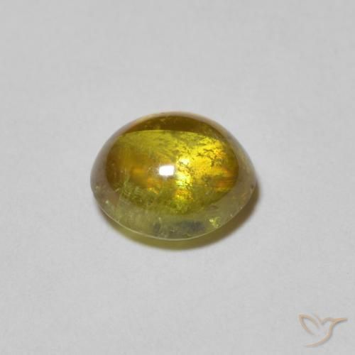 Sphene Gemstone in 6.3 x 5.8 mm Size for Sale, Sphene Stone in Warm Green Color