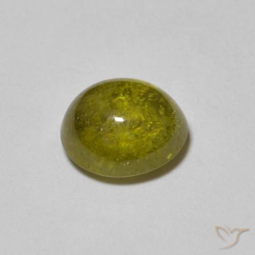 Sphene Gemstone in 6.9 x 6.1 mm Size for Sale, Sphene Stone in Warm Green Color