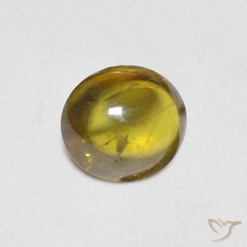 1.22 ct Golden Sphene Stone, Natural Sphene in Oval Cabochon Shape for Sale