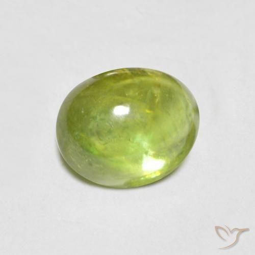 1.55 ct Green Sphene Stone, Natural Sphene in Oval Cabochon Shape for Sale