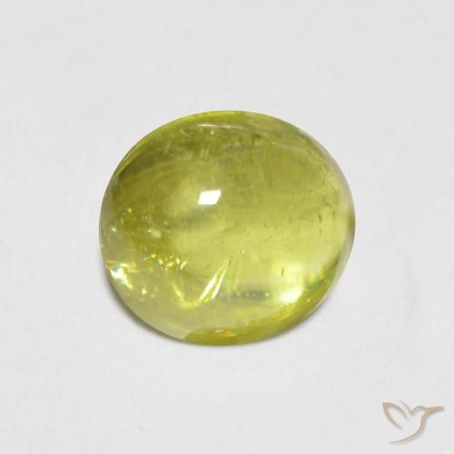 1.57 ct Yellow Sphene Stone, Natural Sphene in Oval Cabochon Shape for Sale