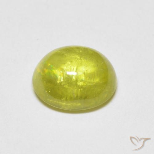 Sphene Gemstone in 7.2 x 6.2 mm Size for Sale, Sphene Stone in Medium Yellow Color
