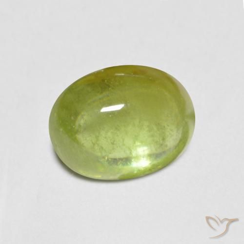 1.43 ct Green Sphene Stone, Natural Sphene in Oval Cabochon Shape for Sale