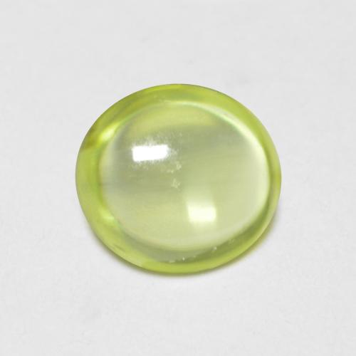 Sphène Vert oval cabochon 6,2 x 5,7mm du Sri Lanka, poids de 0,85 ct, pierre gemme naturelle Non traité de pureté Transparent, 1 pièce de sphène, couleur : Vert clair, dureté de Mohs de 5 à 5.5, Photo A