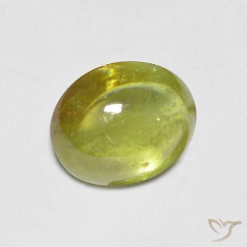 1.37 ct Green Sphene Stone, Natural Sphene in Oval Cabochon Shape for Sale