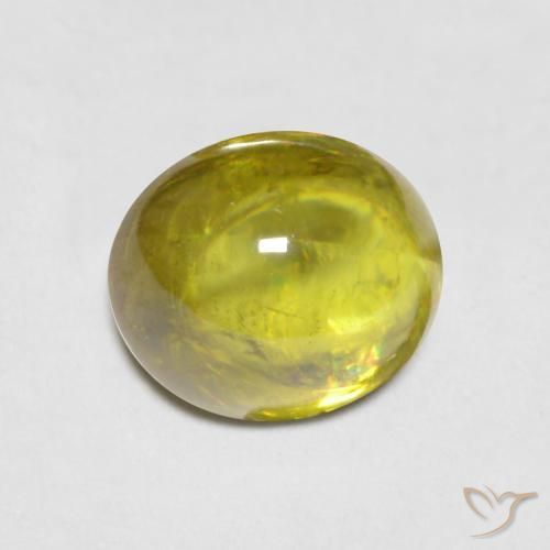 1.78 ct Green Sphene Stone, Natural Sphene in Oval Cabochon Shape for Sale