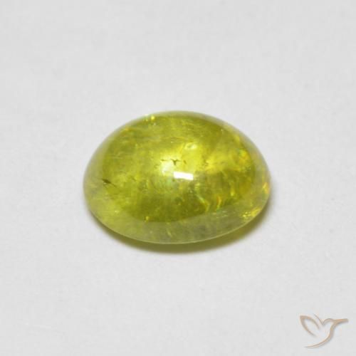 Sphene Gemstone in 6.2 x 5.1 mm Size for Sale, Sphene Stone in Warm Earthy Green Color