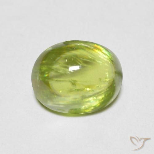 1.27 ct Green Sphene Gemstone, Sphene Gem in Oval Cabochon Shape for Sale.