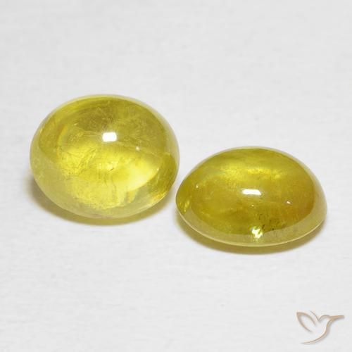 4.25 ctw Yellow Sphene Stones, Natural Sphene in Oval Cabochon Shape for Sale