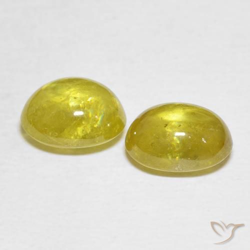 Sphene Gemstones in 8.1 x 6.5 mm Size for Sale, Sphene Stones in Medium Yellow Color