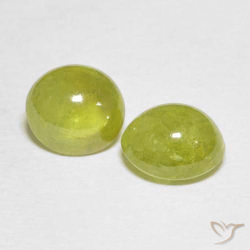 3.74 ctw Yellow Sphene Stones, Natural Sphene in Oval Cabochon Shape for Sale