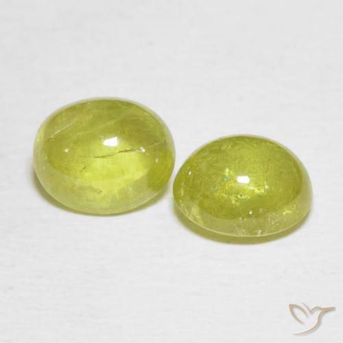 3.79 ctw Yellow Sphene Stones, Natural Sphene in Oval Cabochon Shape for Sale