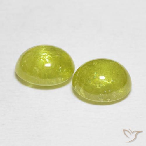 Sphene Gemstones in 7.6 x 6.4 mm Size for Sale, Sphene Stones in Medium Yellow Color