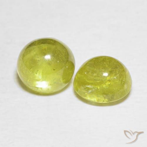 3.07 ctw Yellow Sphene Stones, Natural Sphene in Oval Cabochon Shape for Sale