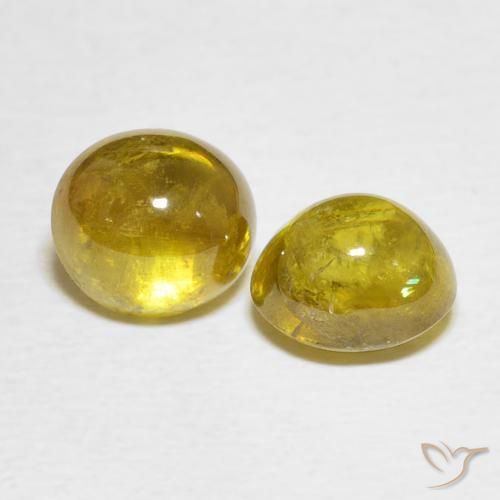 3.89 ctw Yellow Sphene Stones, Natural Sphene in Oval Cabochon Shape for Sale