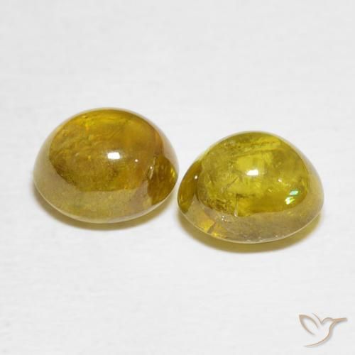 Sphene Gemstones in 7.1 x 6.3 mm Size for Sale, Sphene Stones in Medium Yellow Color