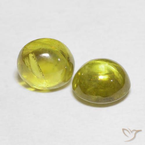 2.64 ctw Yellow Sphene Stones, Natural Sphene in Oval Cabochon Shape for Sale