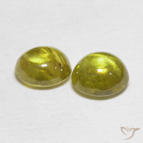 Sphene Gemstones in 6.4 x 6.1 mm Size for Sale, Sphene Stones in Brownish Yellow Color
