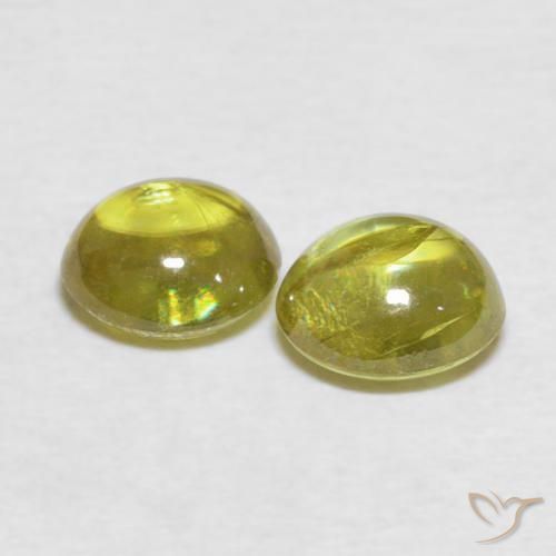 Sphene Gemstones in 6.3 x 5.8 mm Size for Sale, Sphene Stones in Brownish Yellow Color