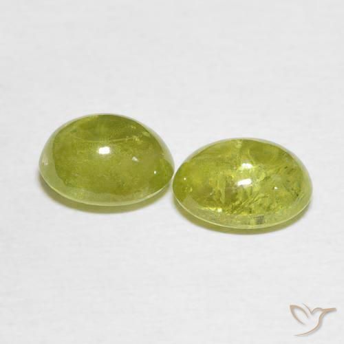 Sphene Gemstones in 7.7 x 6.5 mm Size for Sale, Sphene Stones in Medium Yellow Color