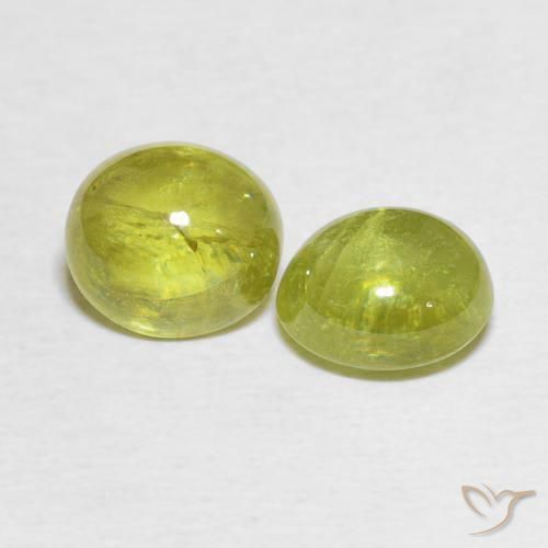 3.78 ctw Yellow Sphene Stones, Natural Sphene in Oval Cabochon Shape for Sale