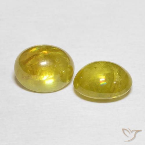3.52 ctw Yellow Sphene Stones, Natural Sphene in Oval Cabochon Shape for Sale
