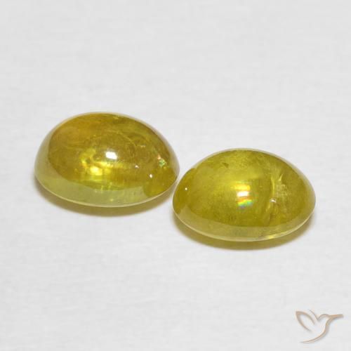 Sphene Gemstones in 7.7 x 6.3 mm Size for Sale, Sphene Stones in Medium Yellow Color