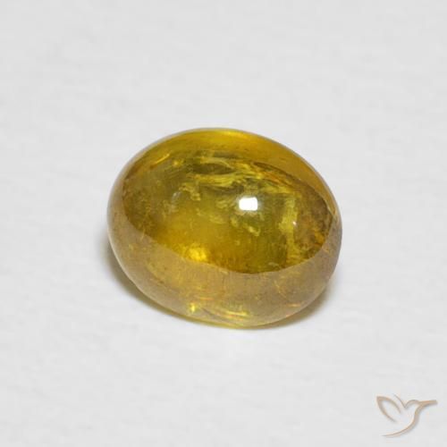 1.02 ct Yellow Sphene Stone, Natural Sphene in Oval Cabochon Shape for Sale