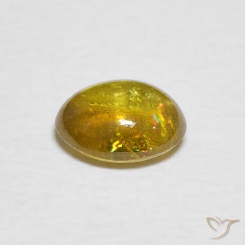 Sphene Gemstone in 6.6 x 5.3 mm Size for Sale, Sphene Stone in Brownish Yellow Color