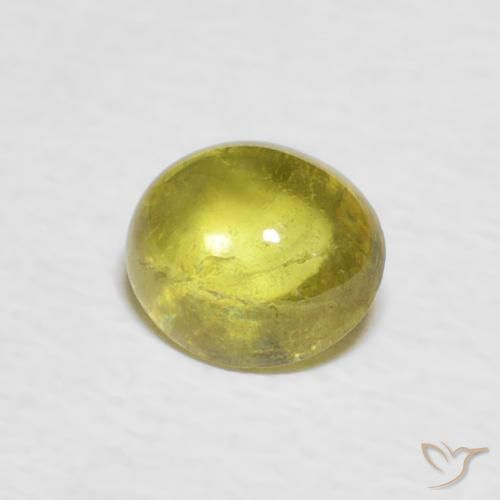 0.81 ct Yellow Sphene Stone, Natural Sphene in Oval Cabochon Shape for Sale