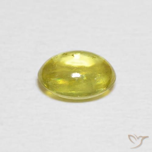 Sphene Gemstone in 6.3 x 5.3 mm Size for Sale, Sphene Stone in Cyber Yellow Color