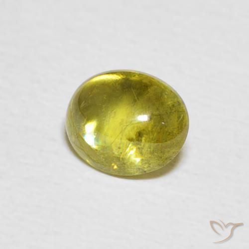 1.28 ct Yellow Sphene Stone, Natural Sphene in Oval Cabochon Shape for Sale