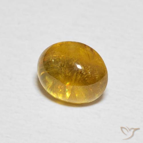 1.02 ct Yellow Sphene Stone, Natural Sphene in Oval Cabochon Shape for Sale
