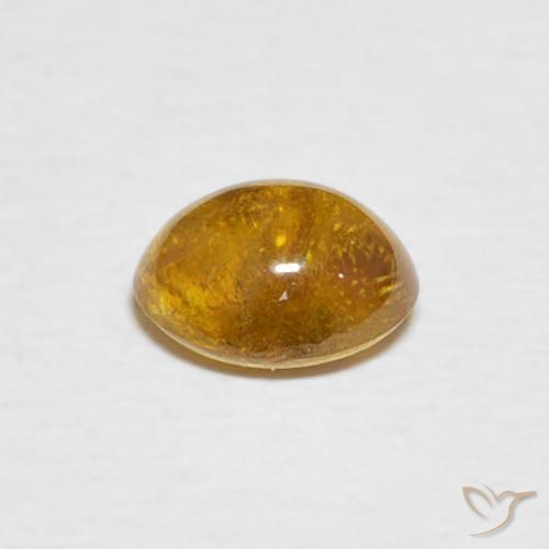 Sphene Gemstone in 6.4 x 5.4 mm Size for Sale, Sphene Stone in Yellow Brown Color