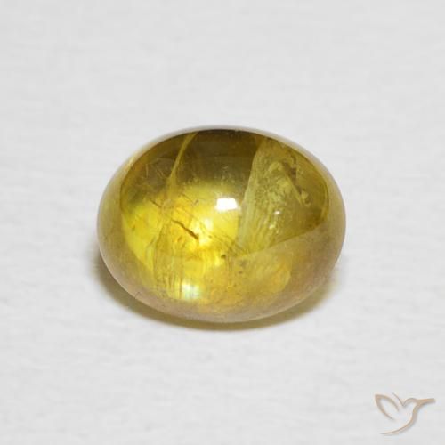 1.58 ct Yellow Sphene Gemstone, Sphene Gem in Oval Cabochon Shape for Sale.