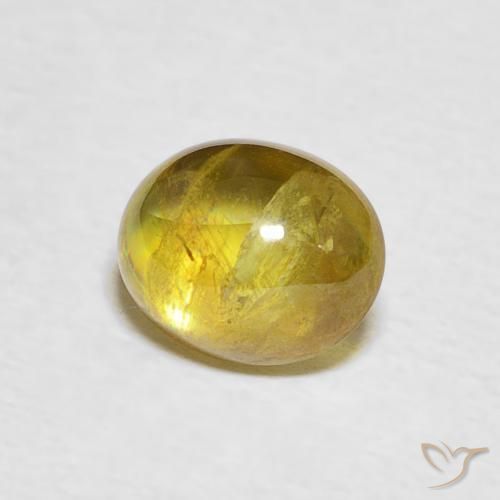 1.58 ct Yellow Sphene Stone, Natural Sphene in Oval Cabochon Shape for Sale