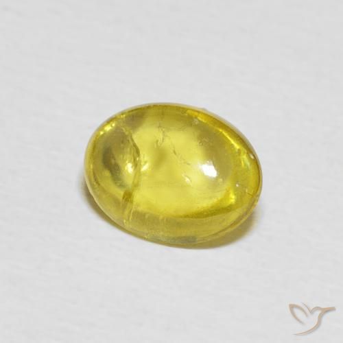 1.34 ct Yellow Sphene Stone, Natural Sphene in Oval Cabochon Shape for Sale