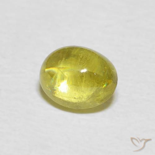 0.84 ct Yellow Sphene Stone, Natural Sphene in Oval Cabochon Shape for Sale