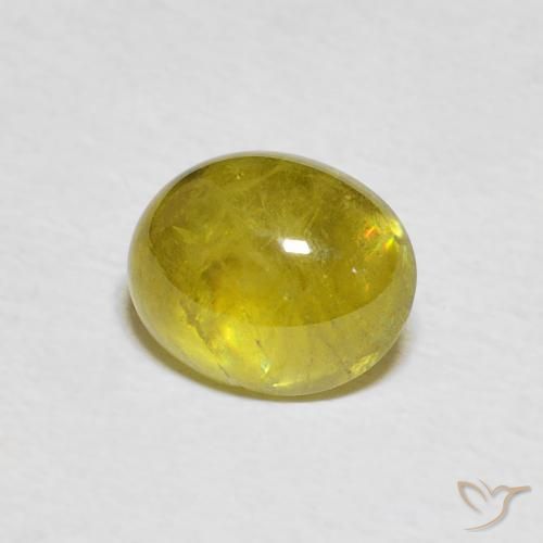 2.51 ct Yellow Sphene Stone, Natural Sphene in Oval Cabochon Shape for Sale
