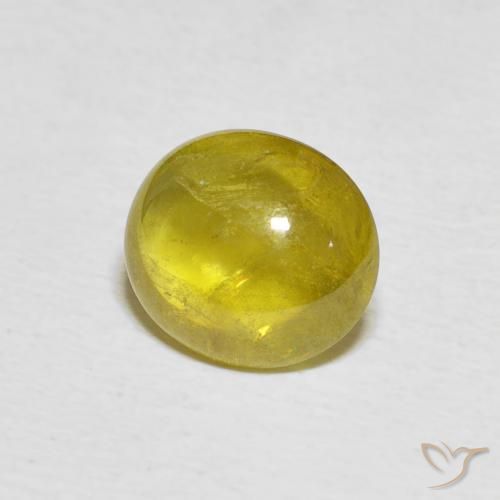 3.21 ct Yellow Sphene Stone, Natural Sphene in Oval Cabochon Shape for Sale