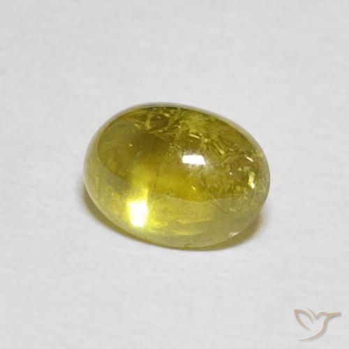 2.12 ct Yellow Sphene Stone, Natural Sphene in Oval Cabochon Shape for Sale
