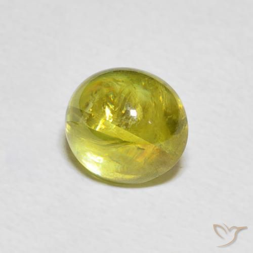 2.25 ct Yellow Sphene Stone, Natural Sphene in Oval Cabochon Shape for Sale