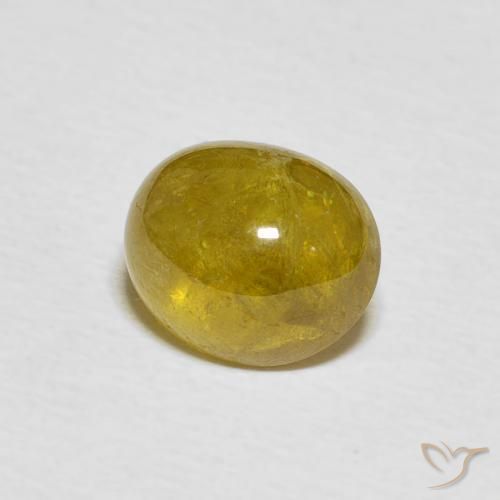 2.42 ct Yellow Sphene Stone, Natural Sphene in Oval Cabochon Shape for Sale