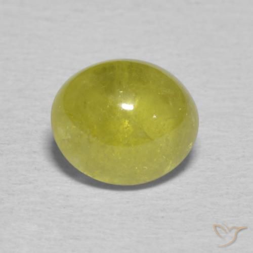 1.39 ct Yellow Sphene Gemstone, Sphene Gem in Oval Cabochon Shape for Sale.